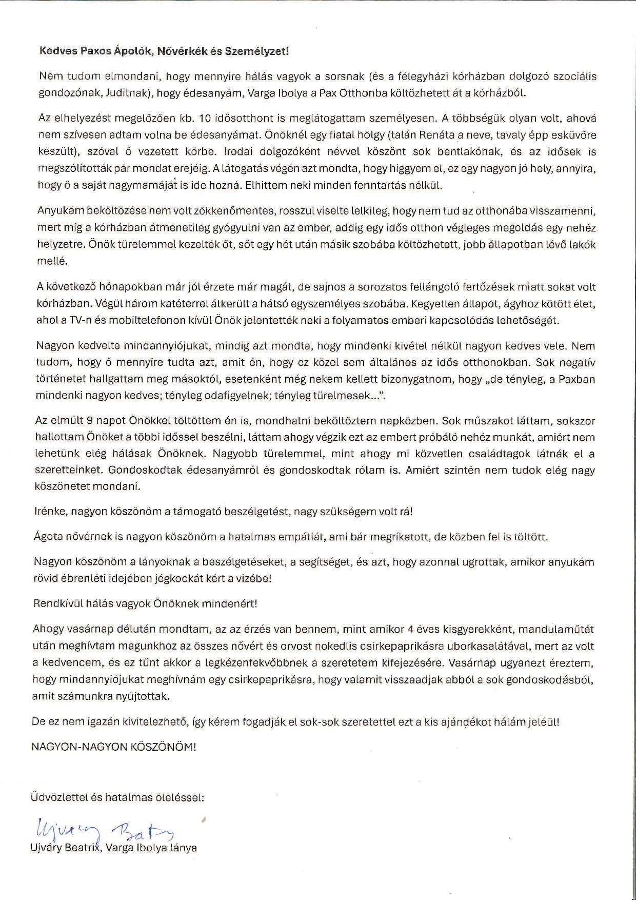 Ajándék egy kedves hozzátartozótól 